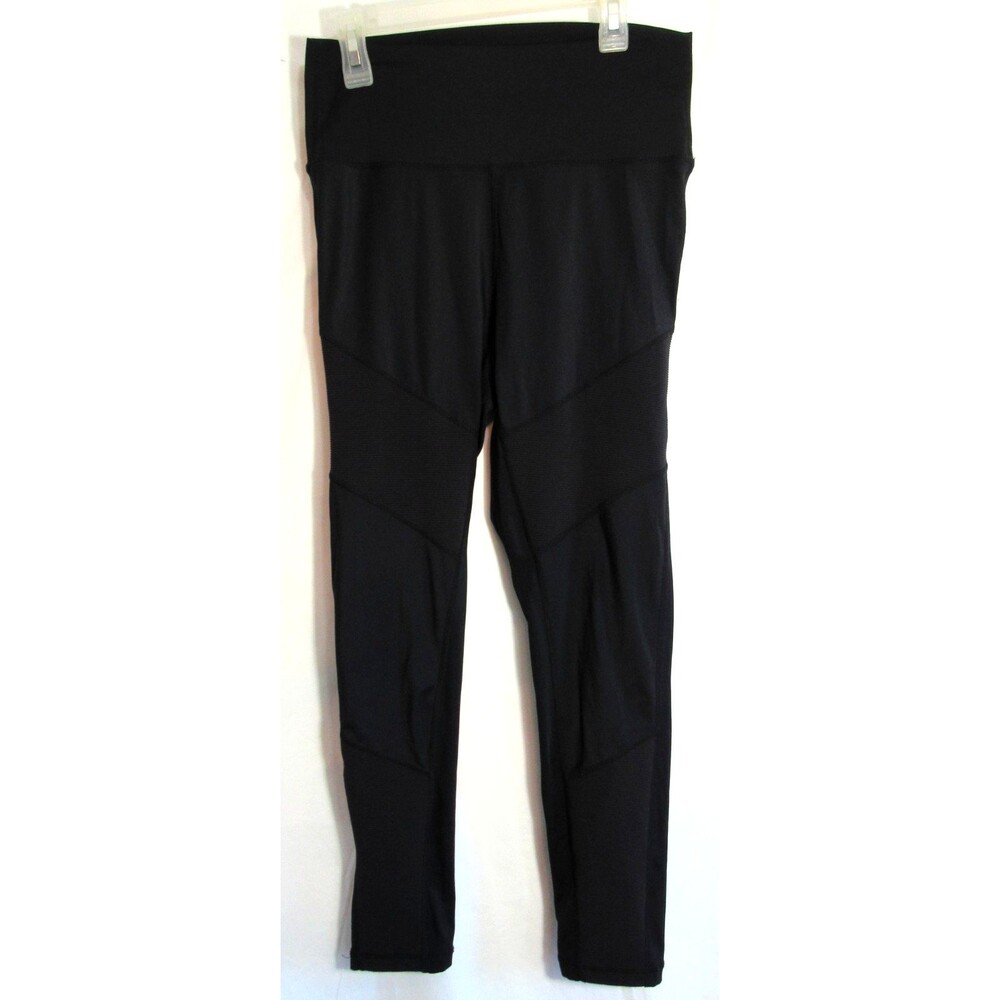 Zyia Black Textured Inserts High Rise 24" Leggings Size 8-10 EUC